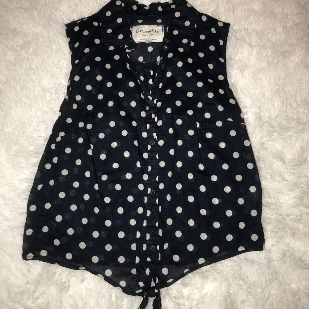 Navy Blue and White Polka Dot Tank
